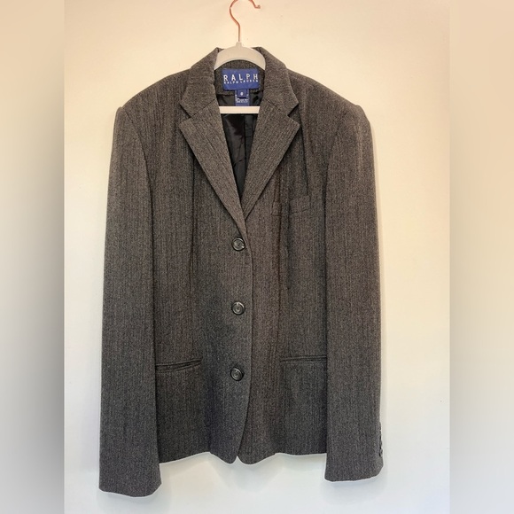 Ralph Ralph Lauren Vintage Union Blazer Gray Herringbone 3 Button Women’s Sz 8 - Picture 7 of 12